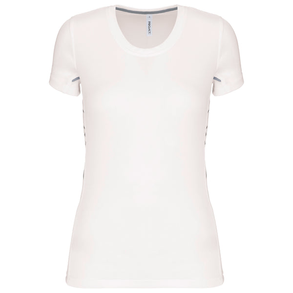 Women's short-sleeved bi-material sports T-shirt