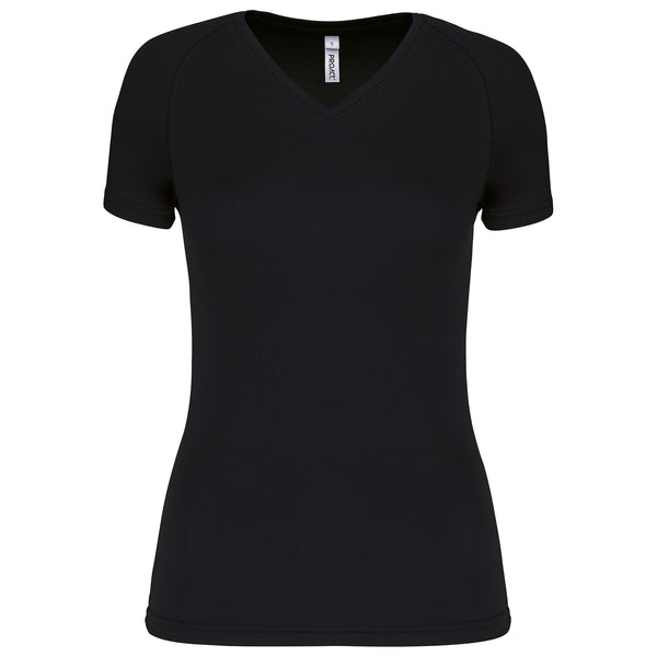 Dames sport-T-shirt met V-hals en korte mouwen