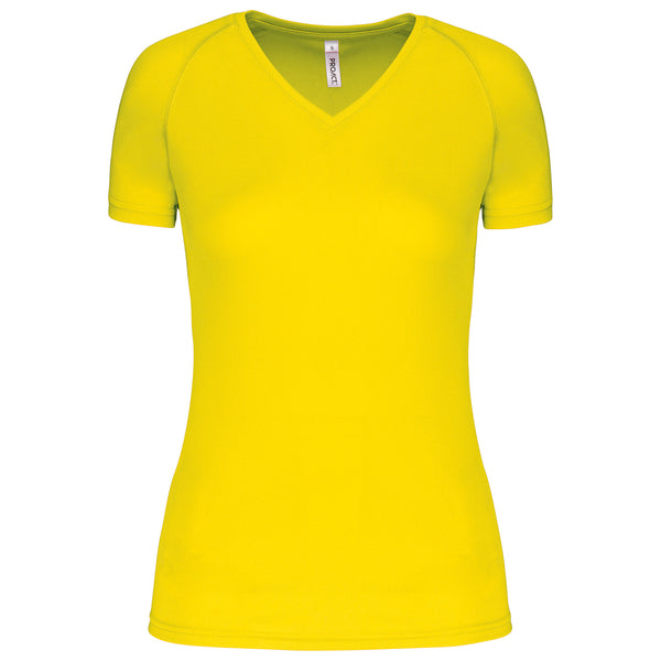 Dames sport-T-shirt met V-hals en korte mouwen