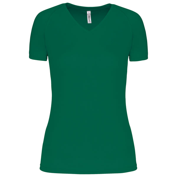 Dames sport-T-shirt met V-hals en korte mouwen