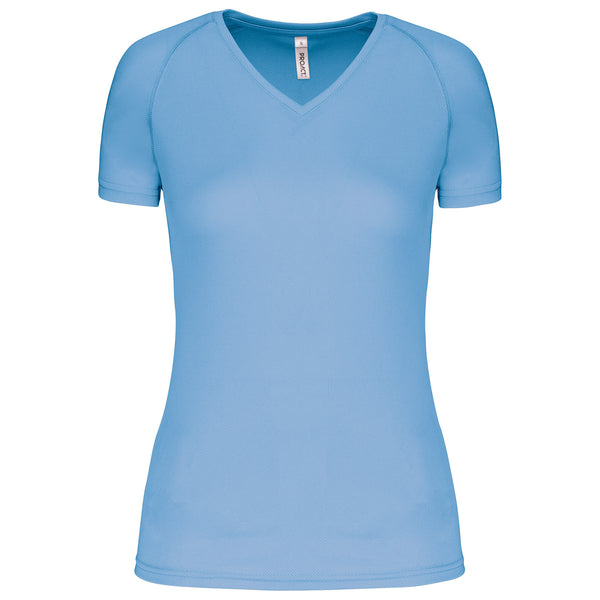 Dames sport-T-shirt met V-hals en korte mouwen