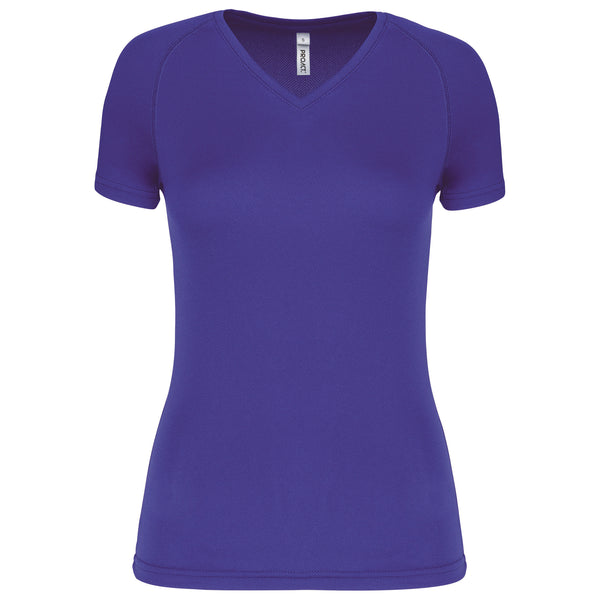 Dames sport-T-shirt met V-hals en korte mouwen