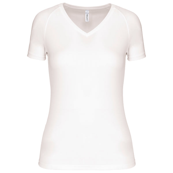 Dames sport-T-shirt met V-hals en korte mouwen