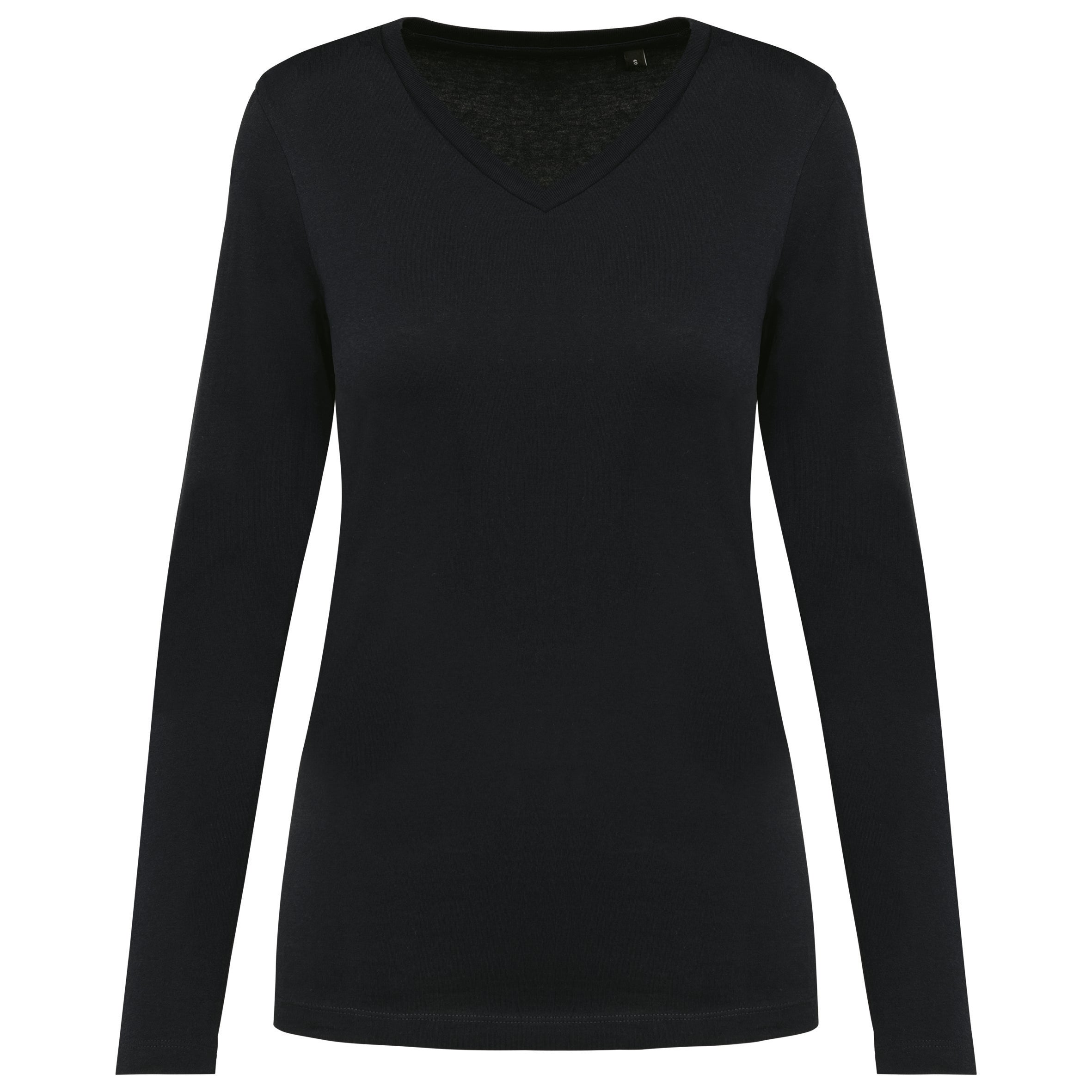 T-shirt Supima® col V manches longues femme