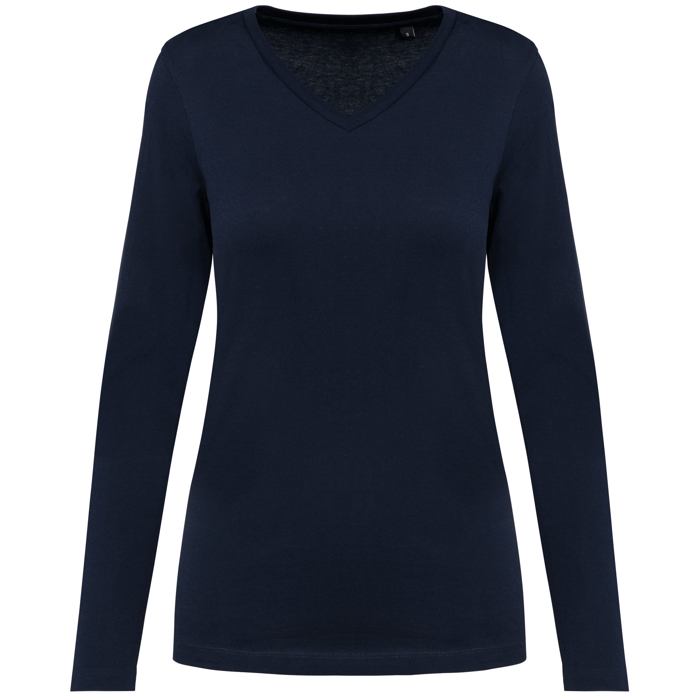 T-shirt Supima® col V manches longues femme