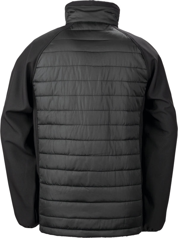 Recycled black compass padded softshell jacket