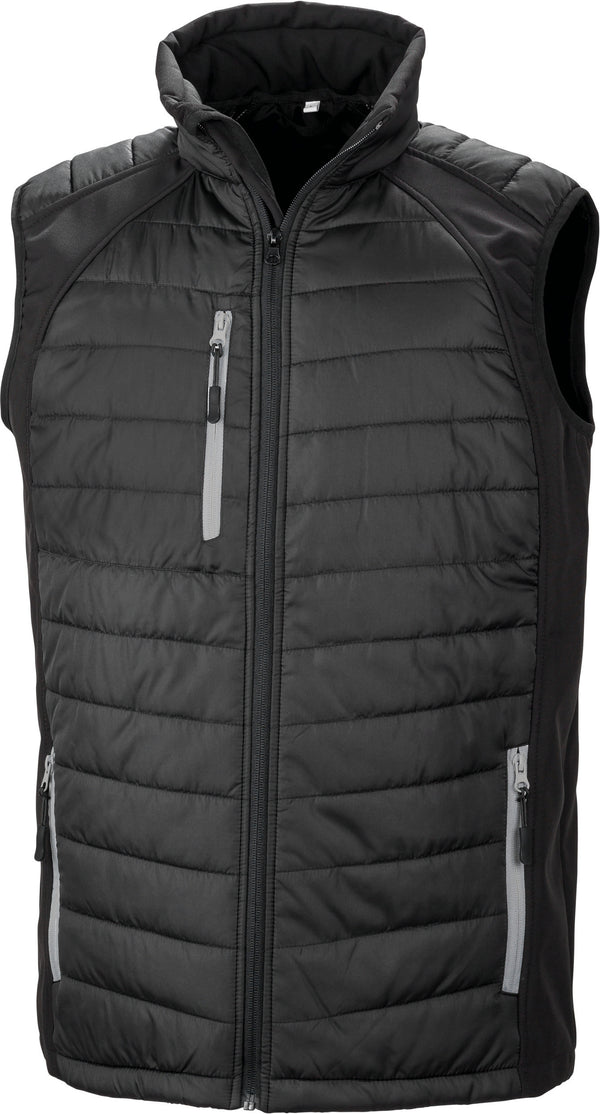 Recycled black compass padded softshell vest