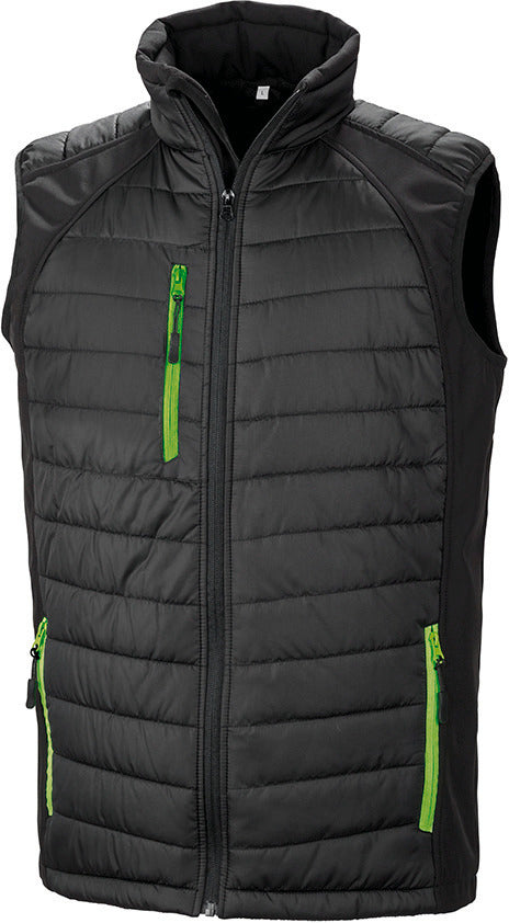 Recycled black compass padded softshell vest