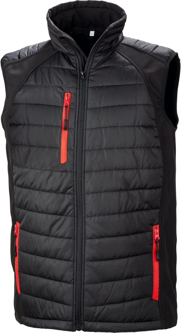 Recycled black compass padded softshell vest