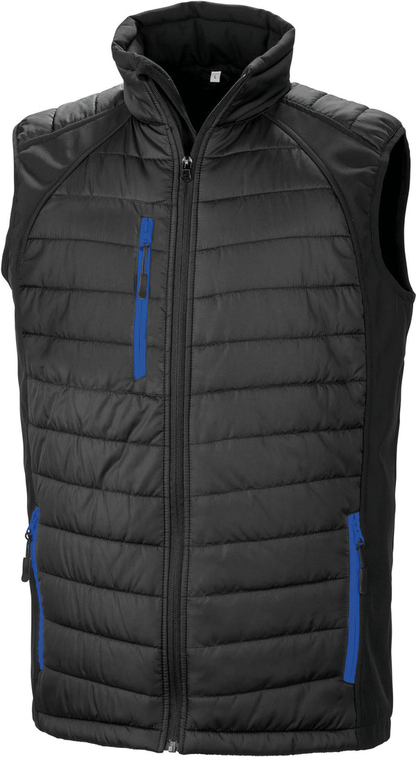 Recycled black compass padded softshell vest