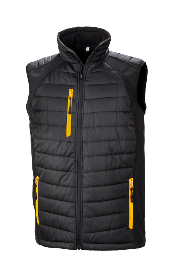 Recycled black compass padded softshell vest