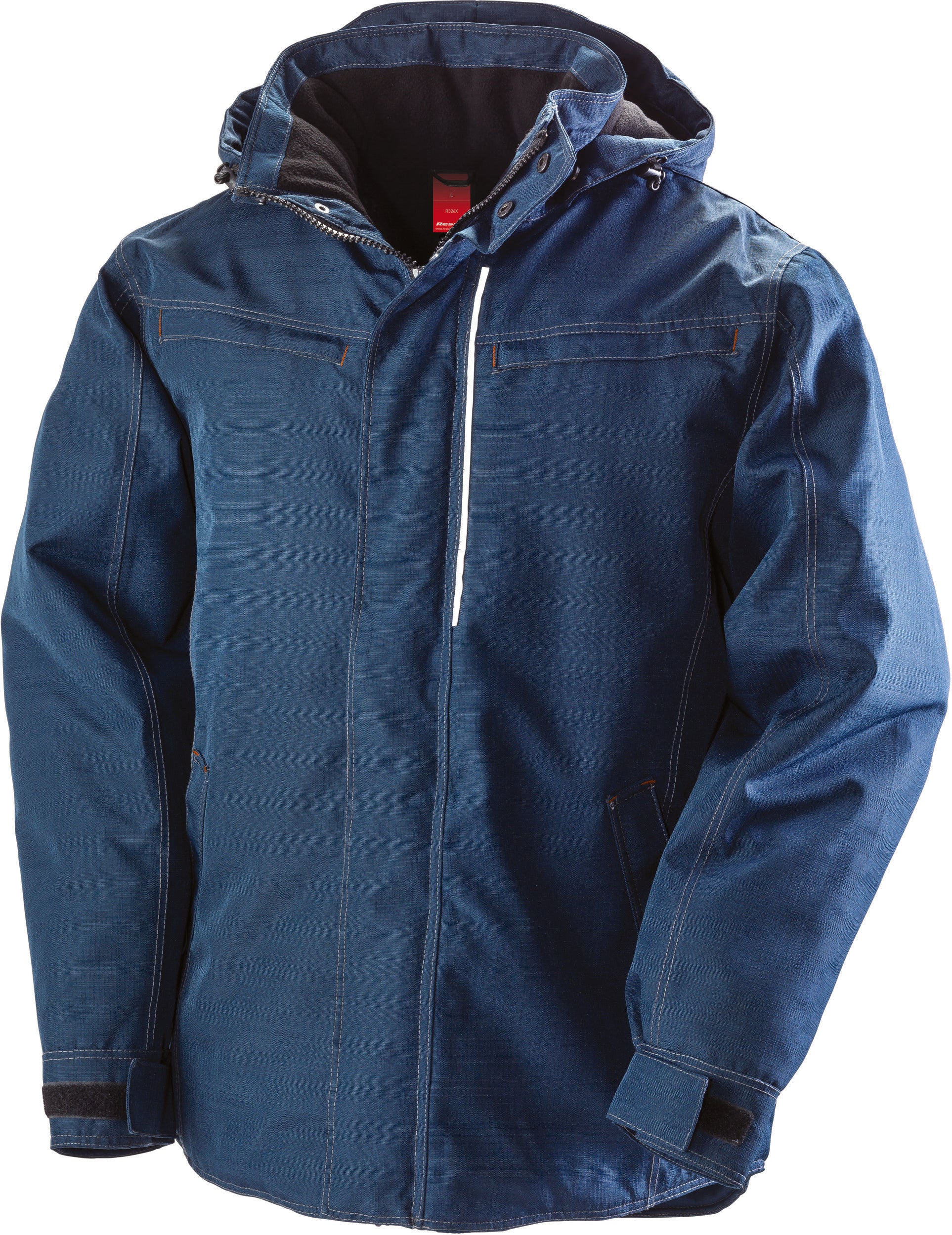Stevige parka met "denimeffect".