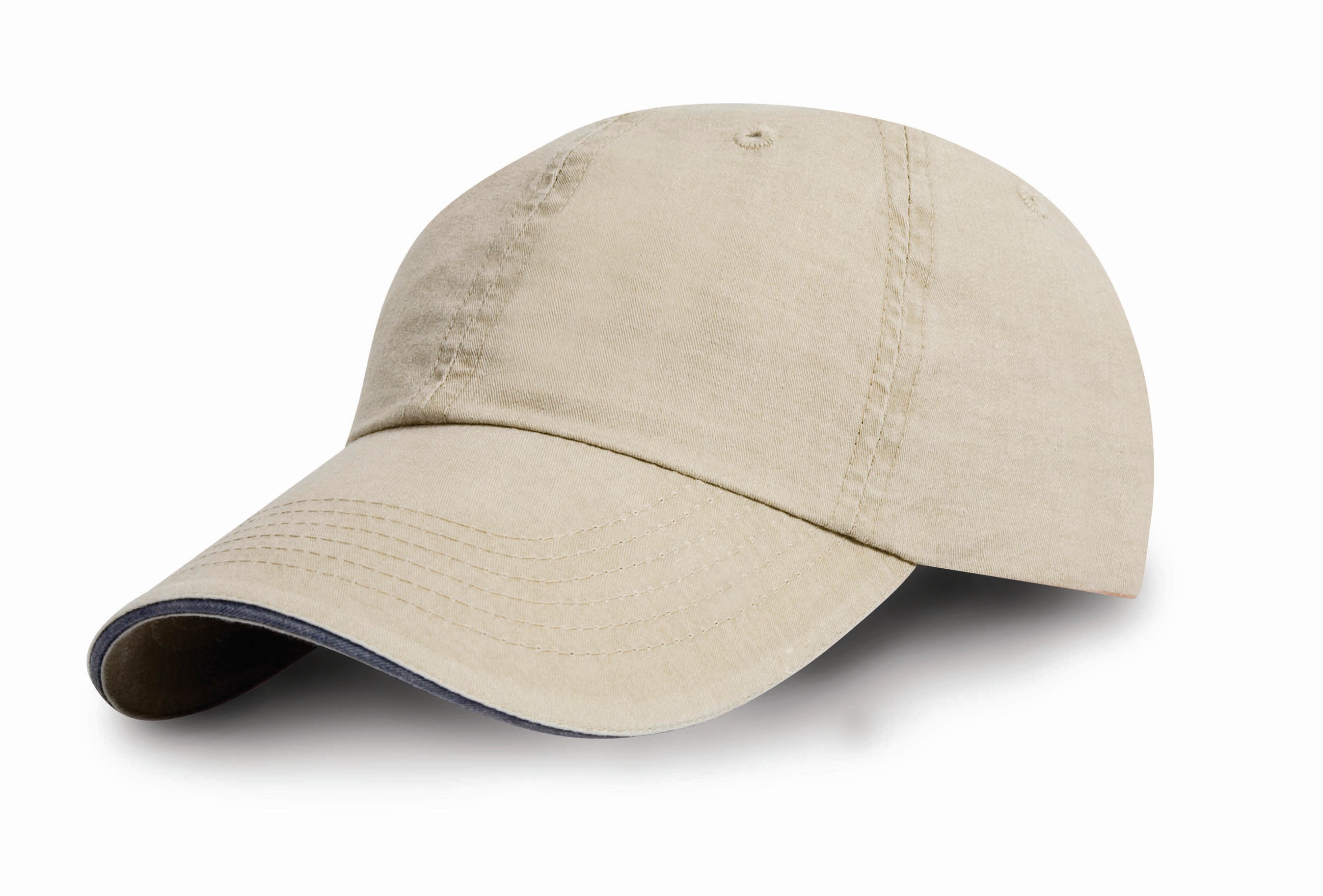 Casquette coton fine ligne lavé avec visière sandwich