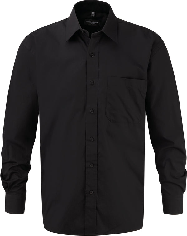 CHEMISE HOMME POPELINE PUR COTON MANCHES LONGUES