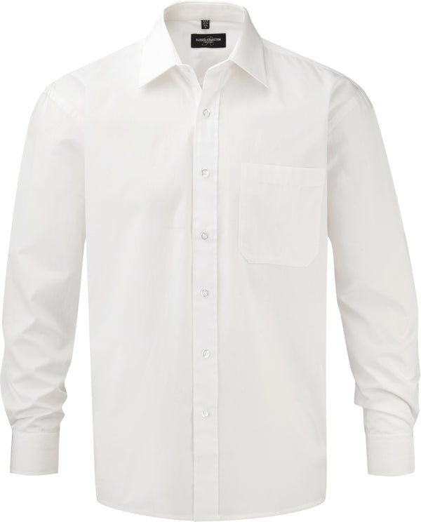 CHEMISE HOMME POPELINE PUR COTON MANCHES LONGUES