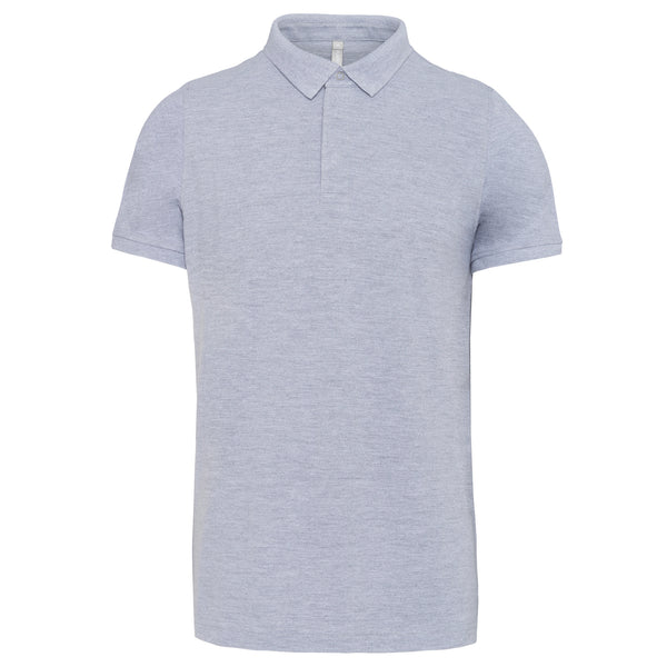 Men's polo shirt with snap button collar and short sleeves