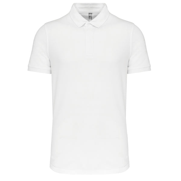 Men's polo shirt with snap button collar and short sleeves