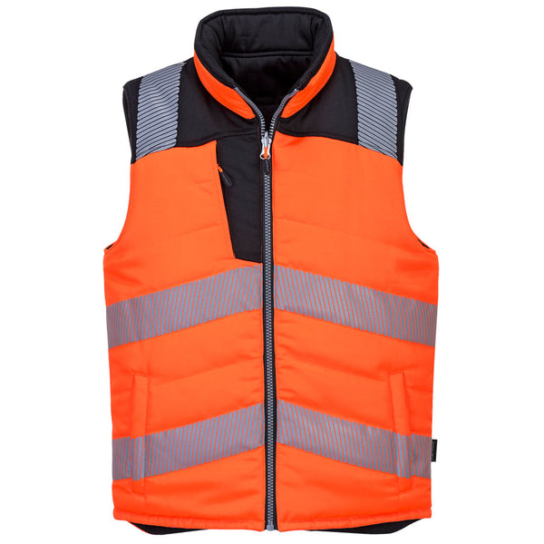 Omkeerbare bodywarmer met hoge zichtbaarheid PW3