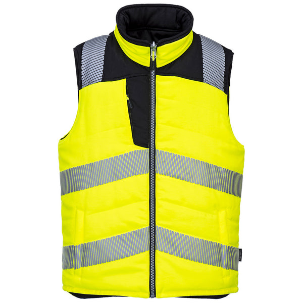 Omkeerbare bodywarmer met hoge zichtbaarheid PW3