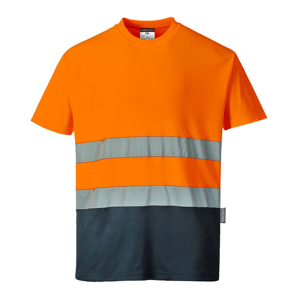 Two-tone cotton T-shirt