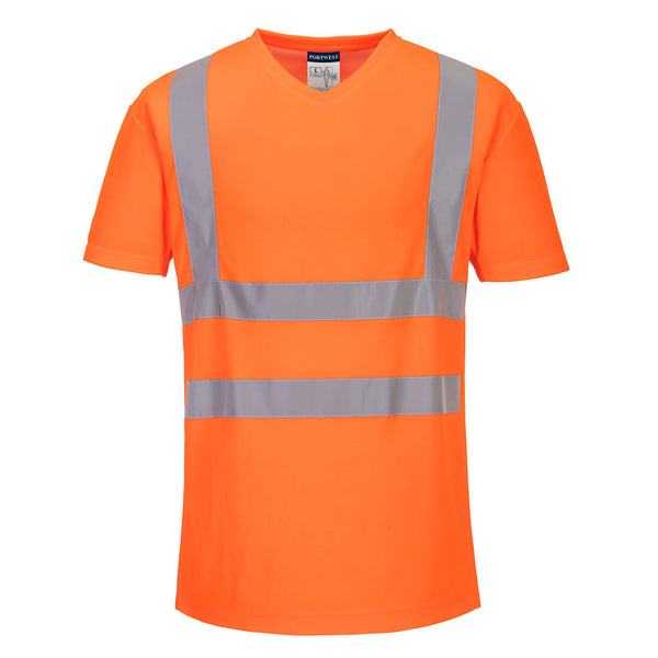 T-shirt met V-hals en zijpanelen van airmesh