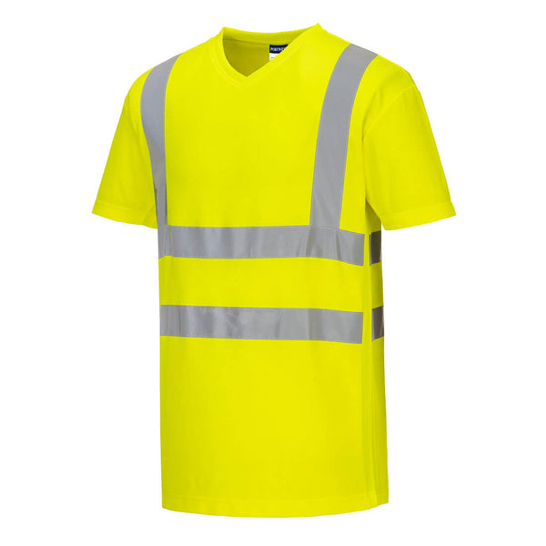 T-shirt met V-hals en zijpanelen van airmesh