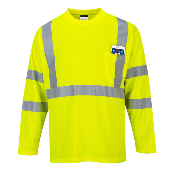 Hi-Vis T-shirt met lange mouwen en zak