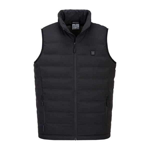 Sleeveless down jacket heated by ultrasound