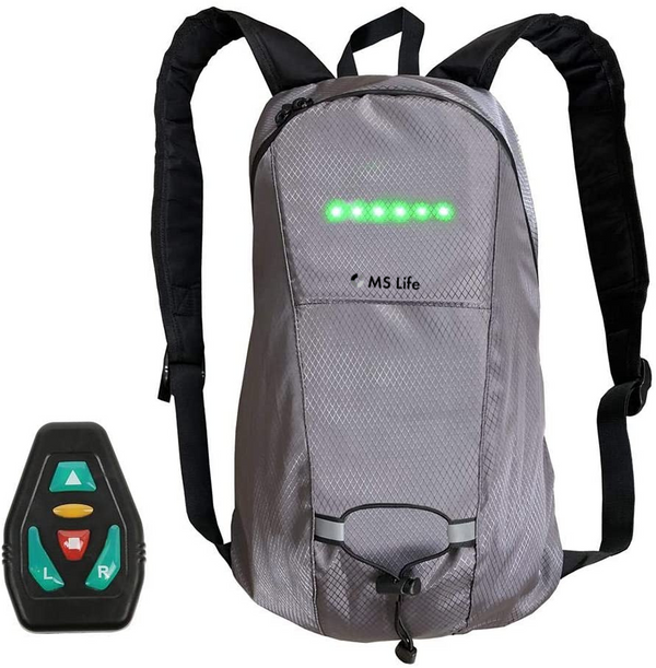 Sac À Dos Réfléchissant Léger 15L USB Rechargeable Indicateur de Direction du Signal Lumineux sans Fil à LED