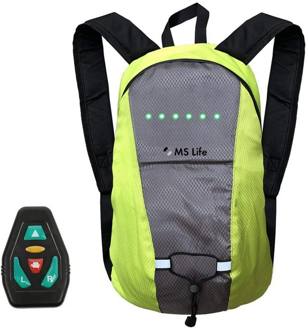 15L USB Rechargeable Lightweight Reflective Backpack LED Wireless Light Signal Direction Indicator