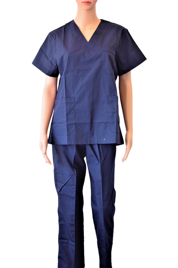 Women's medical set, short-sleeved blouse and navy pants - Size L