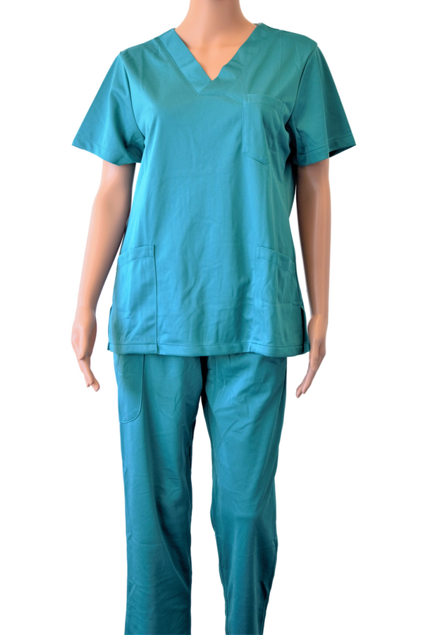Ensemble médical femme blouse manche courte et pantalon turquoise - Taille L