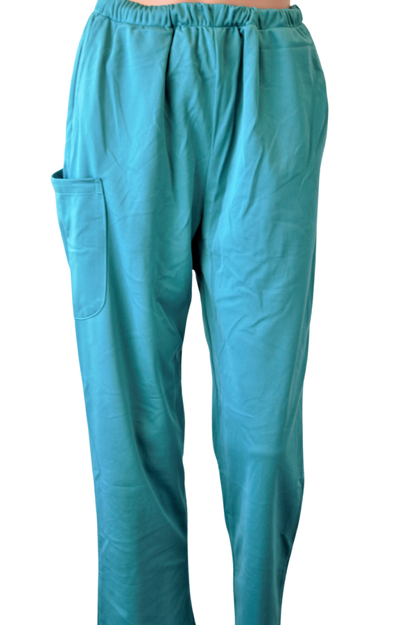 Medische set voor dames, blouse met korte mouwen en turquoise broek - Maat L