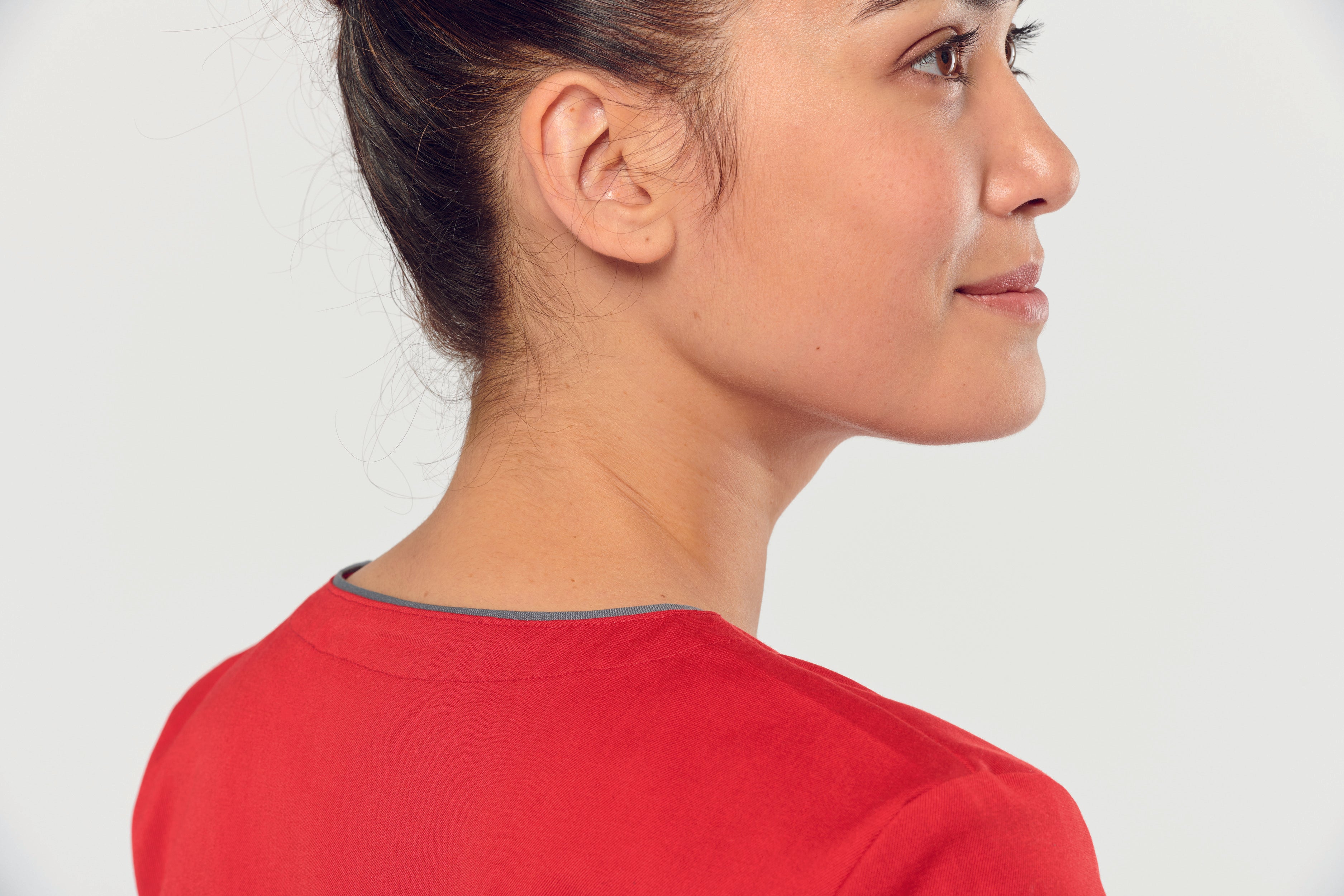 Women's polycotton blouse with press studs