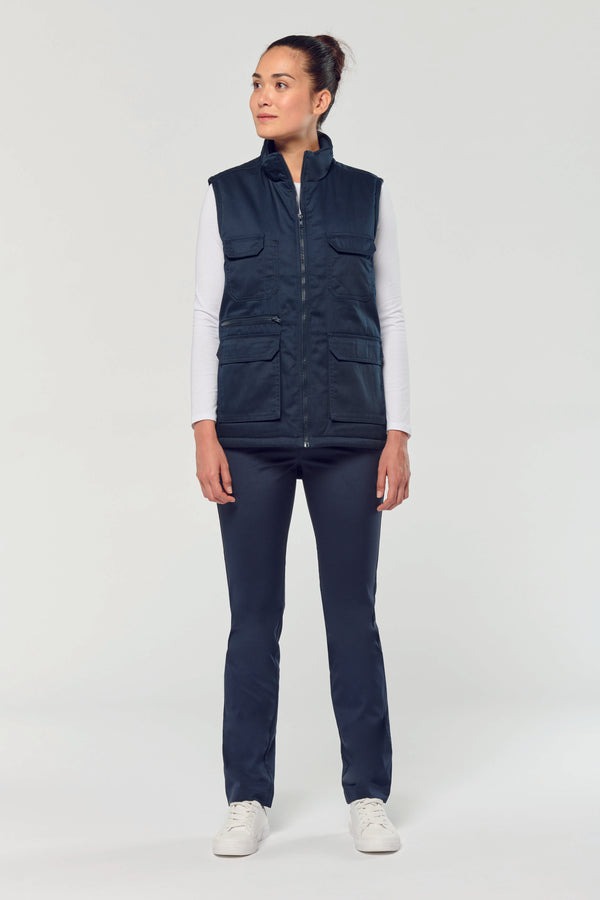 Unisex padded multi-pocket polycotton vest