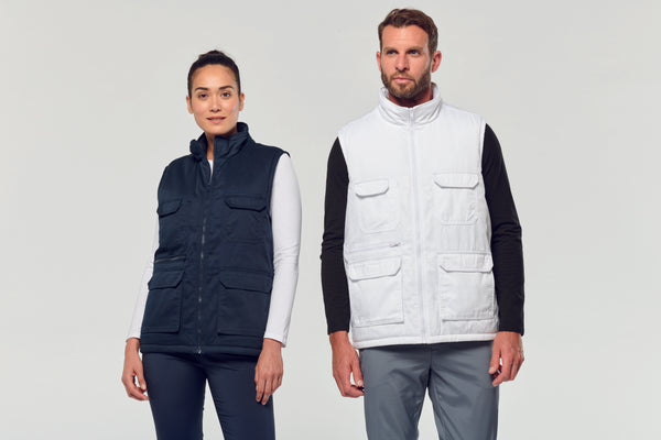 Unisex padded multi-pocket polycotton vest