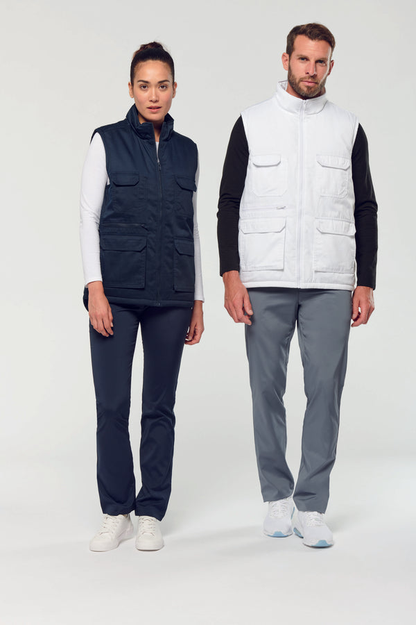 Unisex padded multi-pocket polycotton vest