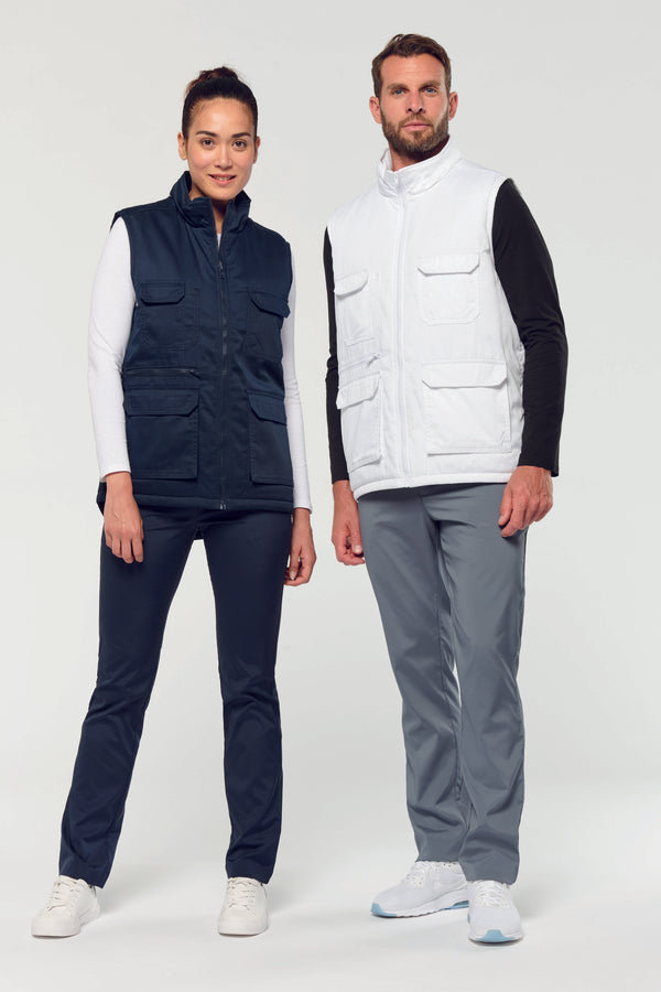 Unisex padded multi-pocket polycotton vest