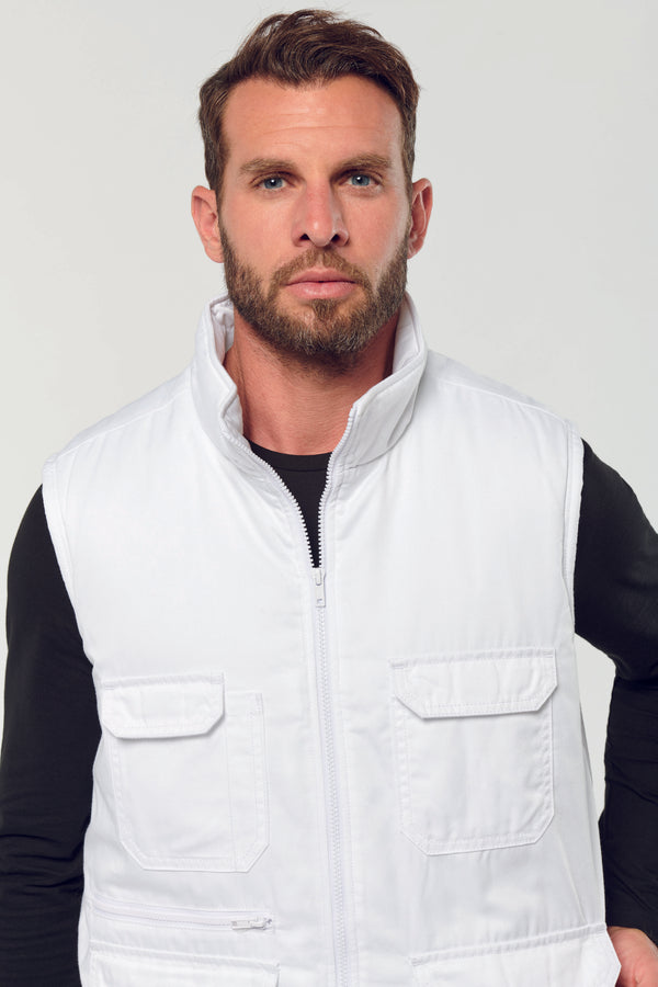 Unisex padded multi-pocket polycotton vest