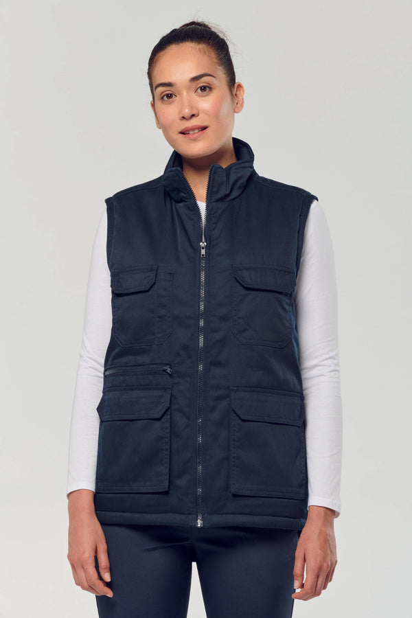 Unisex padded multi-pocket polycotton vest