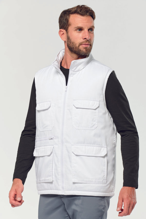 Unisex padded multi-pocket polycotton vest