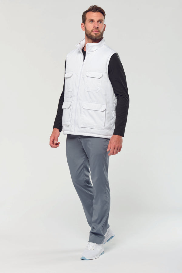 Unisex padded multi-pocket polycotton vest