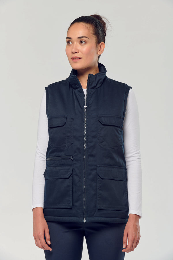 Unisex padded multi-pocket polycotton vest