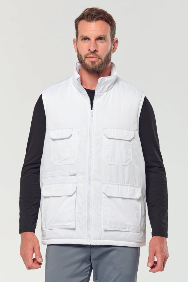 Unisex padded multi-pocket polycotton vest