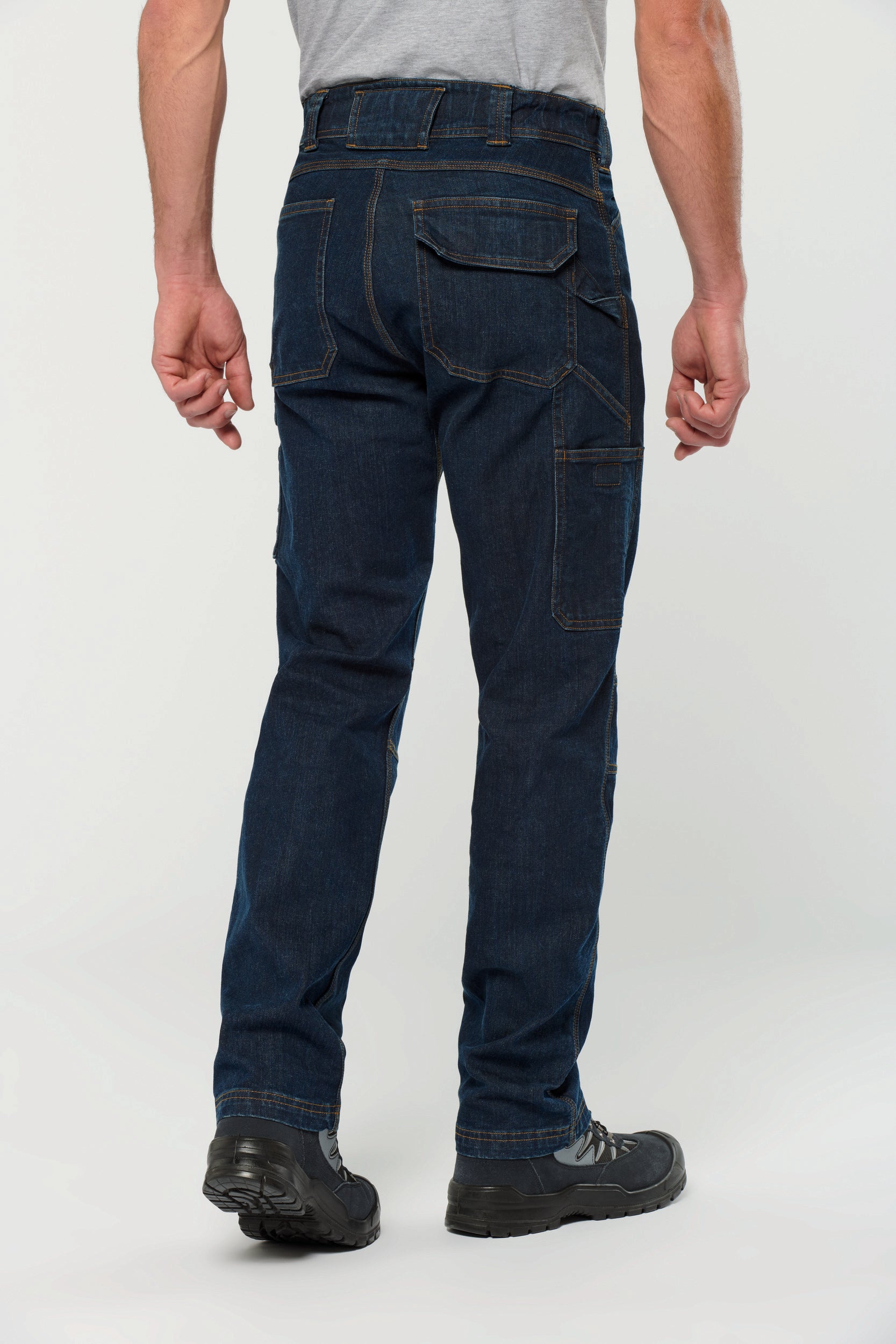 Men's multi-pocket denim trousers
