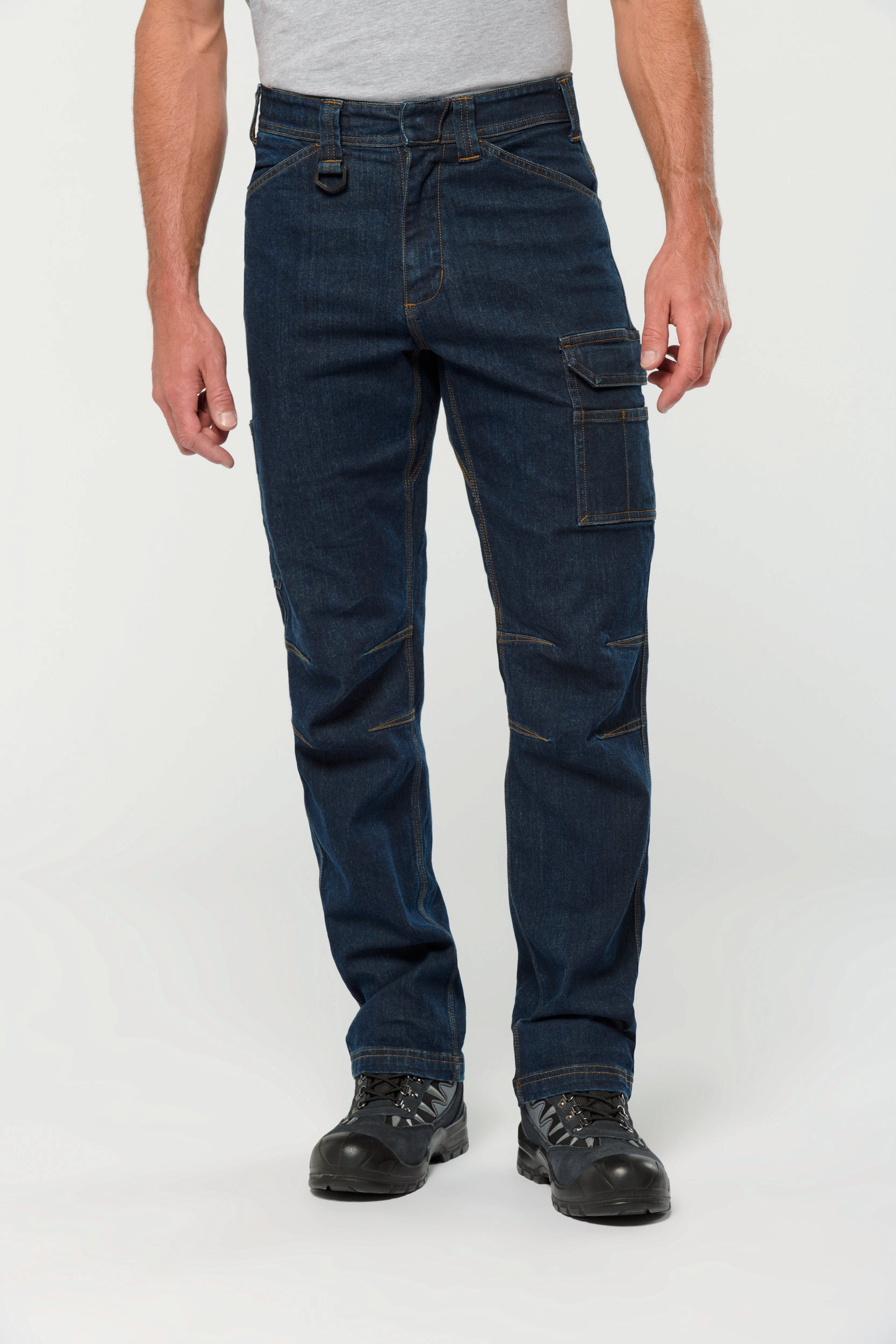 Men's multi-pocket denim trousers