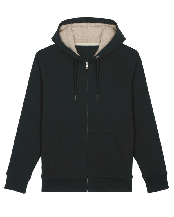 The unisex hooded zipped sweatshirt lined in sherpa - Warmer Sherpa