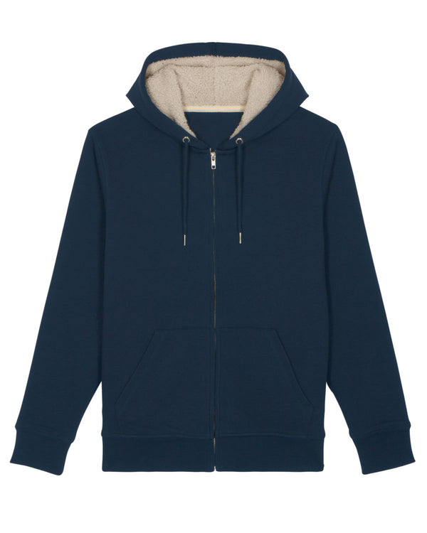 The unisex hooded zipped sweatshirt lined in sherpa - Warmer Sherpa