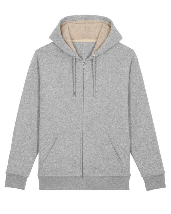The unisex hooded zipped sweatshirt lined in sherpa - Warmer Sherpa