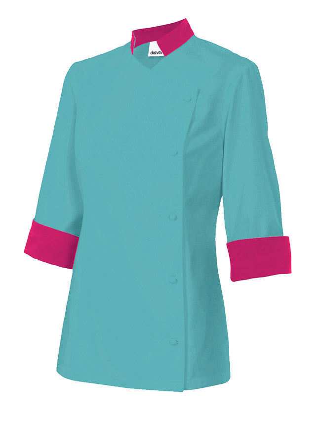 VESTE CUISINE ML FEMME TURQUOISE CLAIR